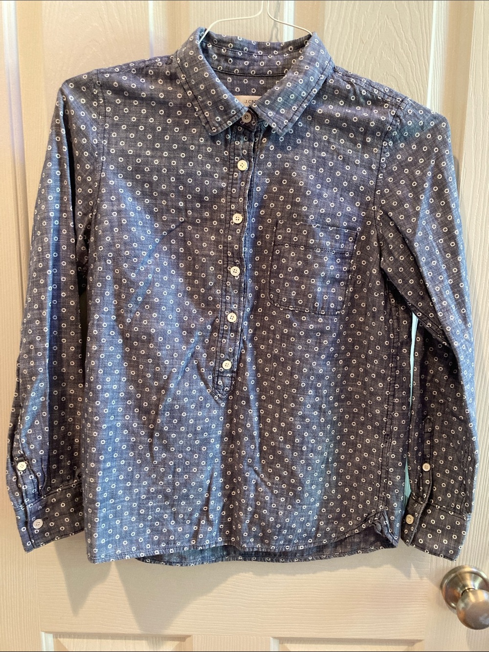 J. Crew Blue Patterned Long-Sleeve Shirt